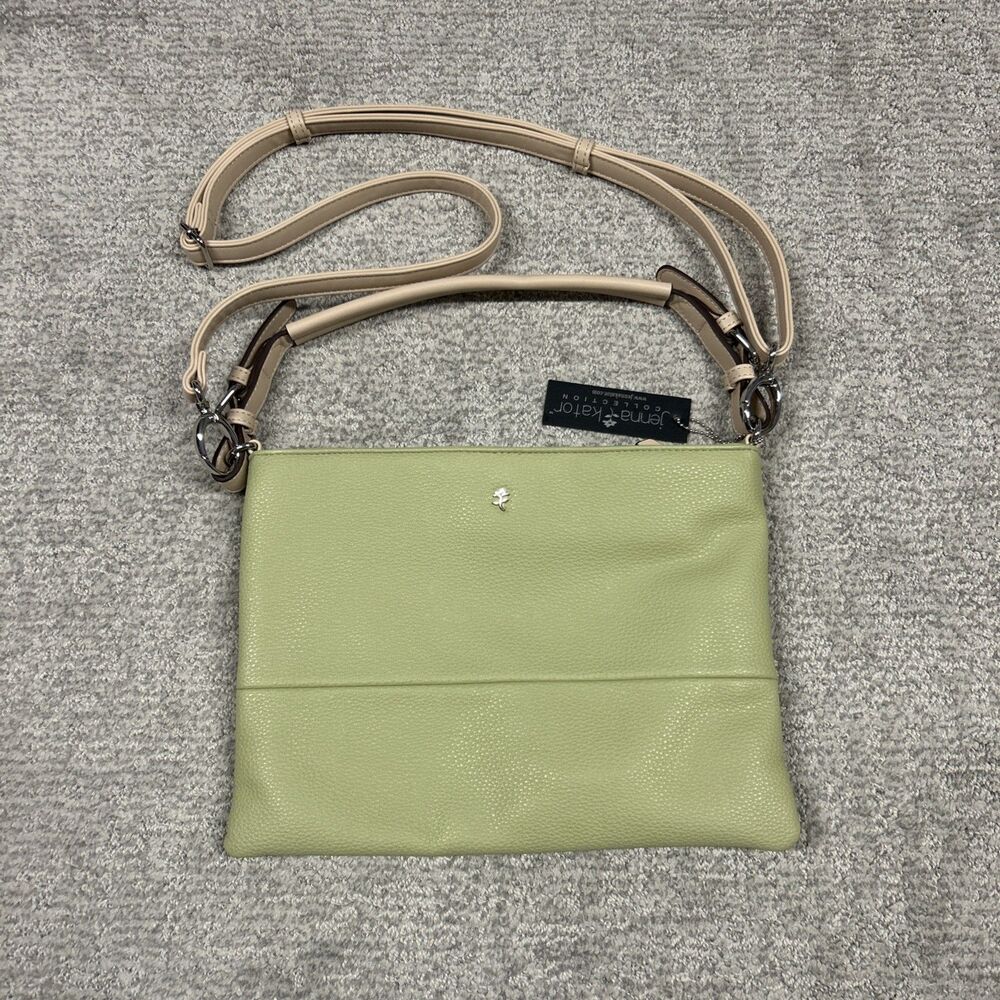 Jenna Kator Harbor Springs Vegan Leather Crossbody Bag Purse Lime Zest Green New